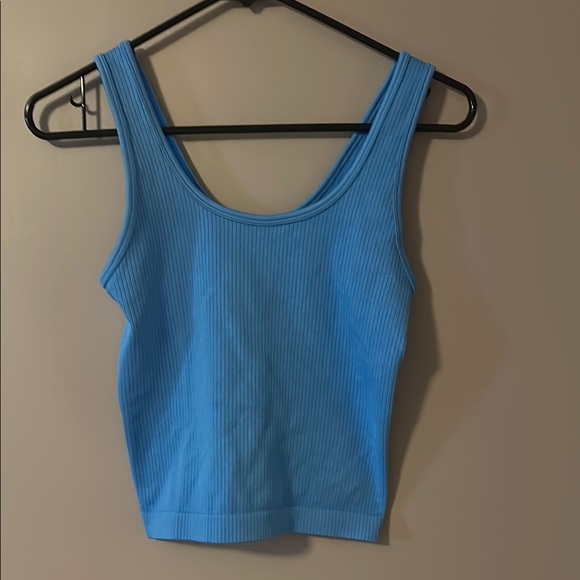 a new day Tops - A New Day Blue Ribbed Crop Tank Top - S